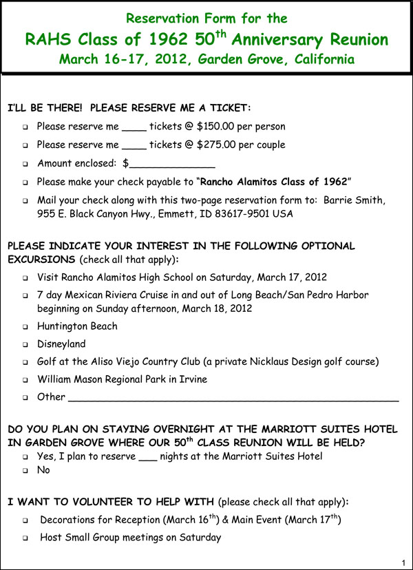 Reservation Form
